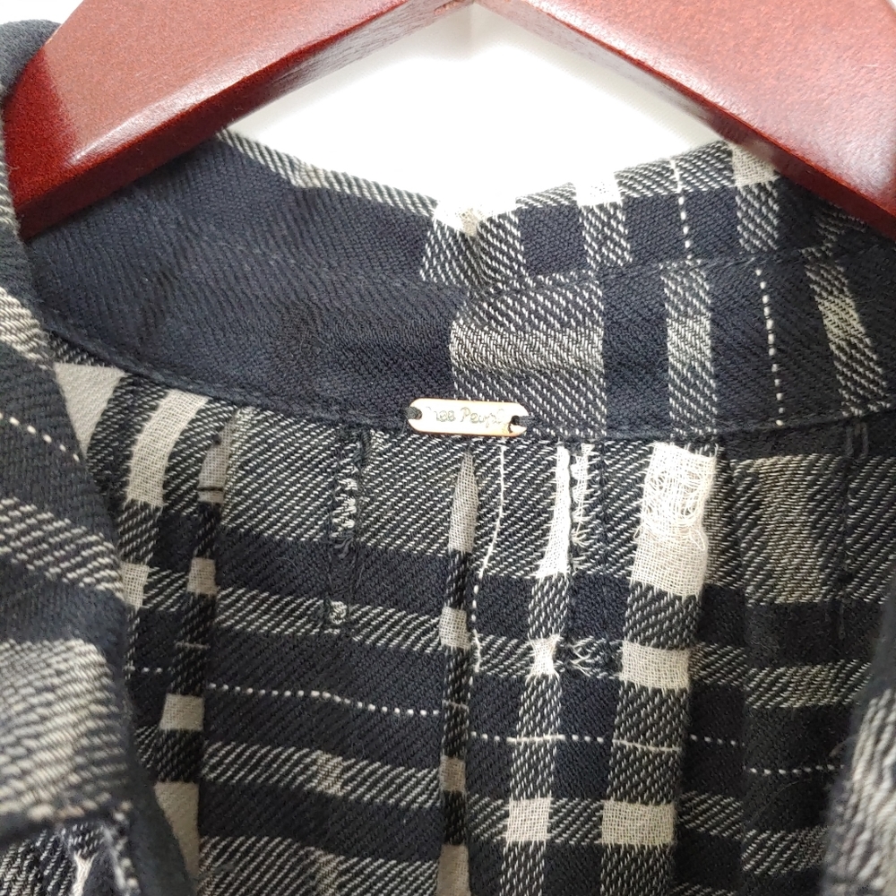 Free People Plaid Button Top Long Sleeve Black SM - Picture 5 of 6